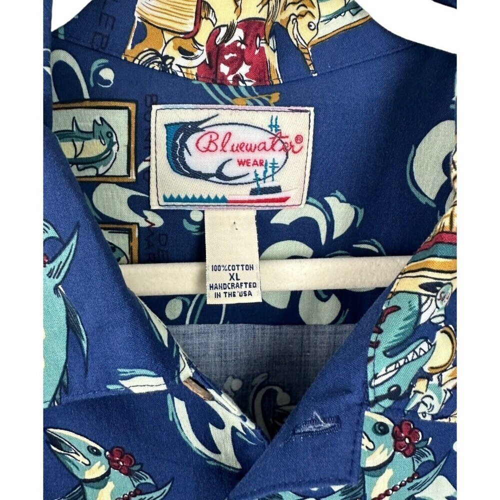 Bluewater Rat Pack Jazz Piano Bar‎ Fish Tropical Camp Shirt Hawaiian Mens XL USA - Picture 2 of 9